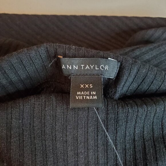 NWT ANN TAYLOR SZ XXS Black Knit Mock-neck Ribbed Shell Top - Picture 10 of 10